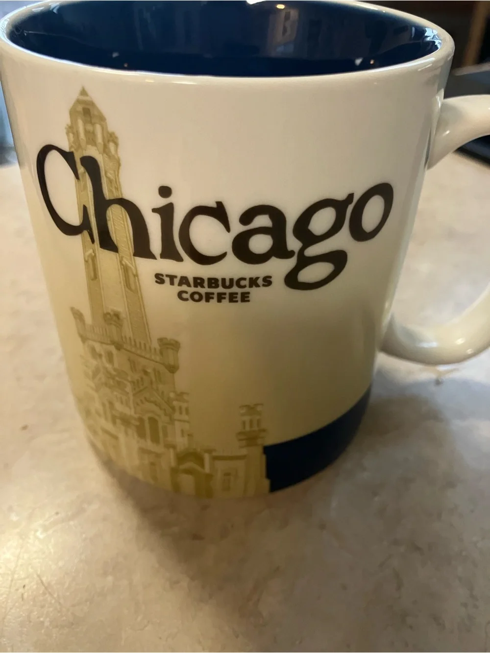 Starbucks White Mug with Green Interior and Green Alaska Lettering